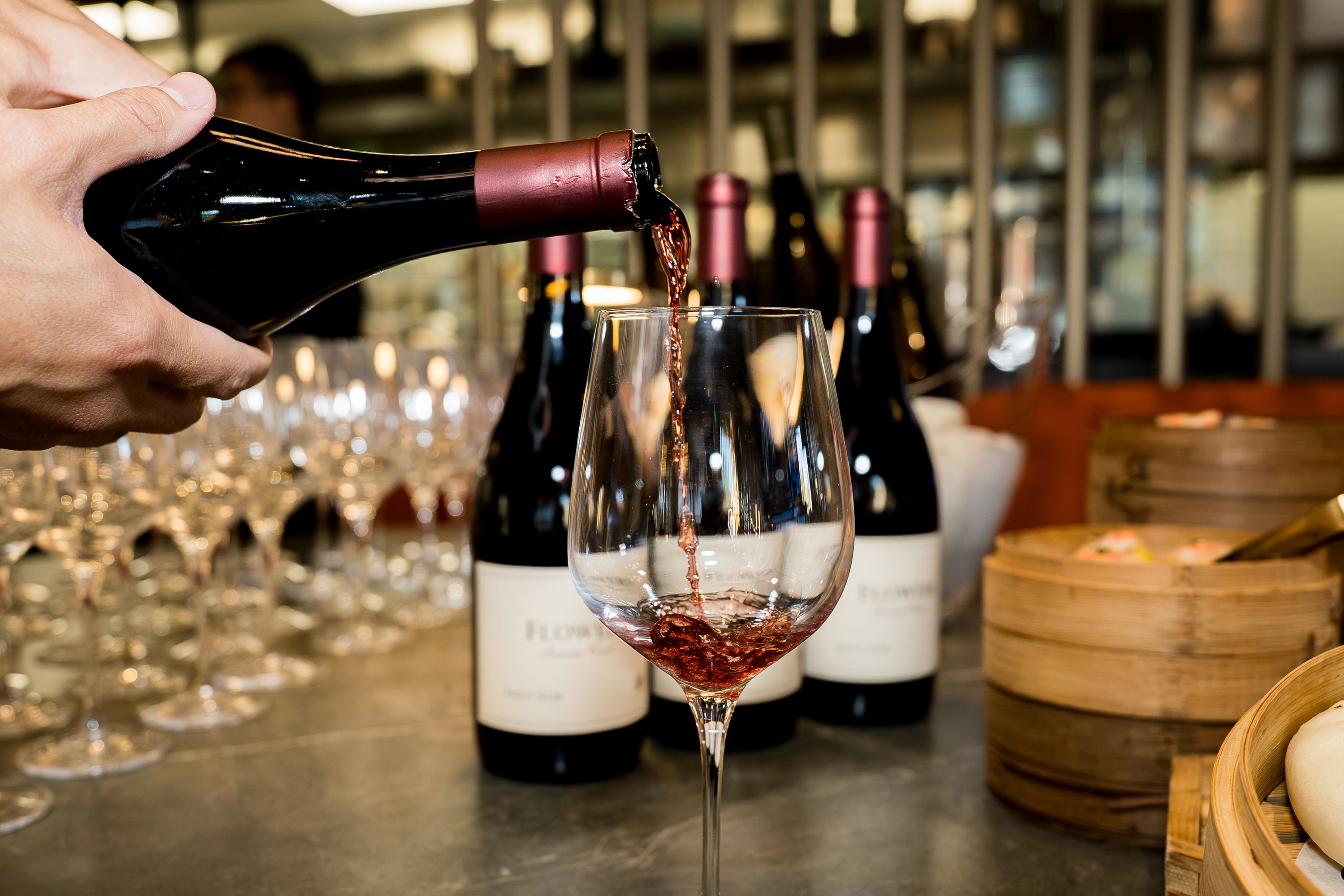 Wine poured before the room fills up